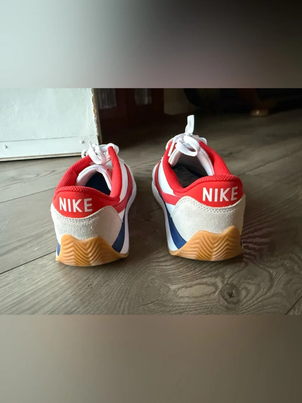 Nike Pacific White Sneakers with Pink Swoosh and Pink Collar
